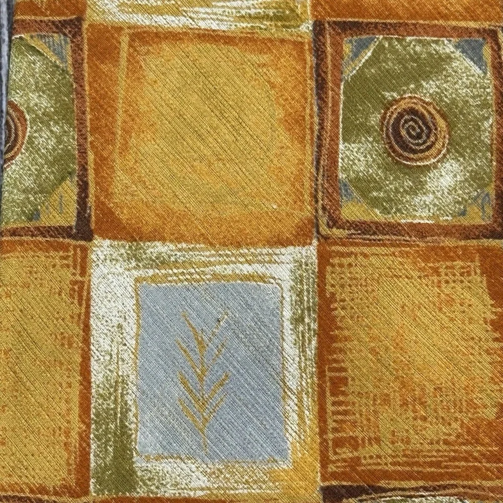 Ermenegildo Zegna 100% Silk‎ Tie Geometric Square Pattern Gold Orange Gray Italy